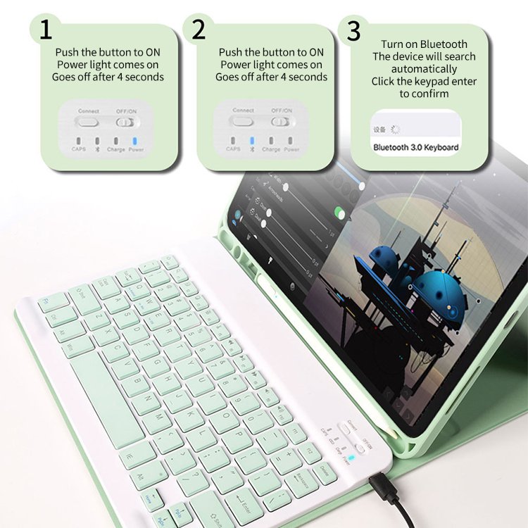 Keyboard Case For Ipad 10.2 9th Gen 2021/ 8th Gen 2020/ 7th Gen 2019 Wireless Magnetically Detachable Keyboard Case