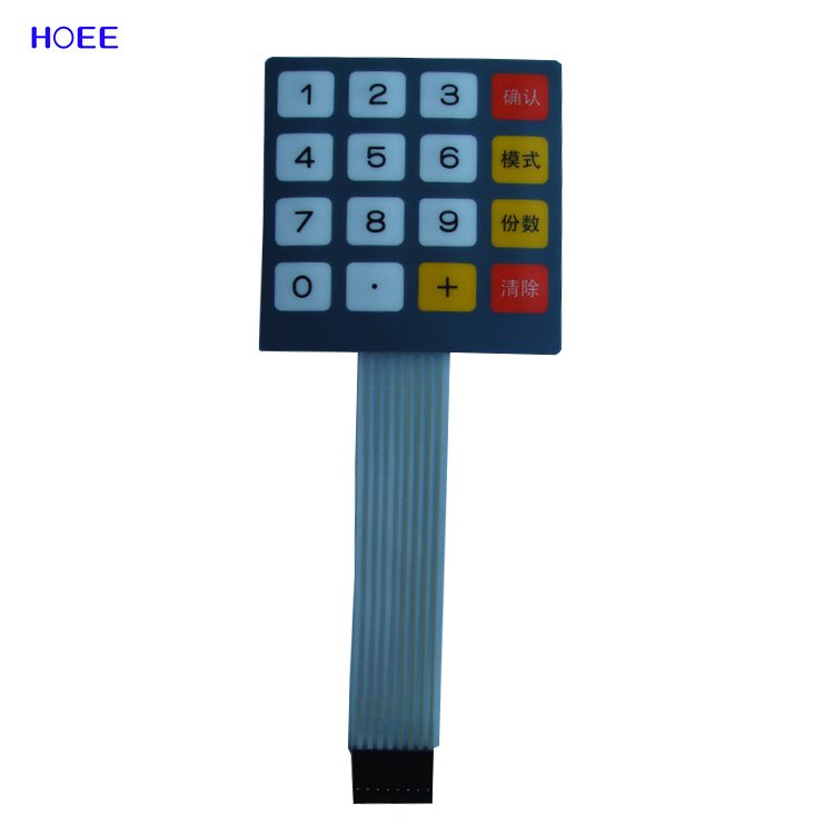 China custom printed matrix numeric keypad graphic overlay membrane keypad keyboard