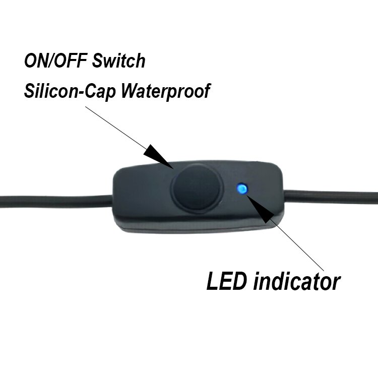 USB Type C Male to Female on off Silicon Cap Switch Extension Cable for Raspberry Pi Lamp Fan