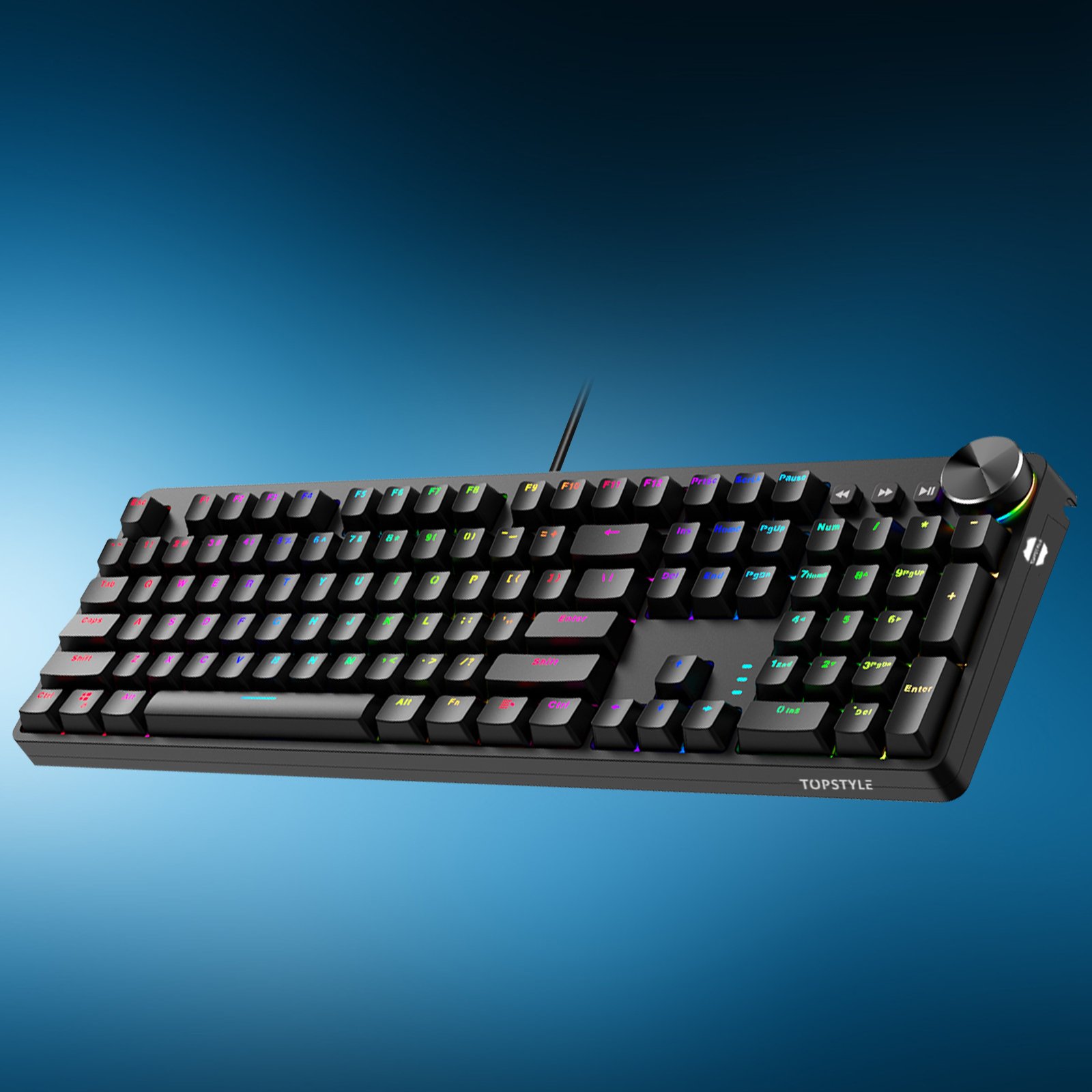 TOPSTYLE TKB-1906 Backlighting Mechanical Gaming Keyboard 104 Keys Blue Switches Backlit Keyboard for Gamer RGB Laptop Black