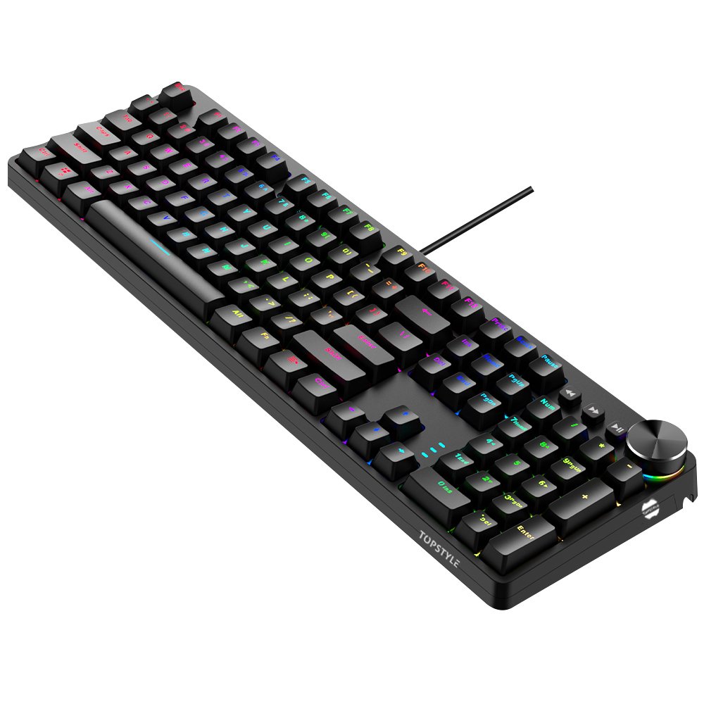 TOPSTYLE TKB-1906 Backlighting Mechanical Gaming Keyboard 104 Keys Blue Switches Backlit Keyboard for Gamer RGB Laptop Black