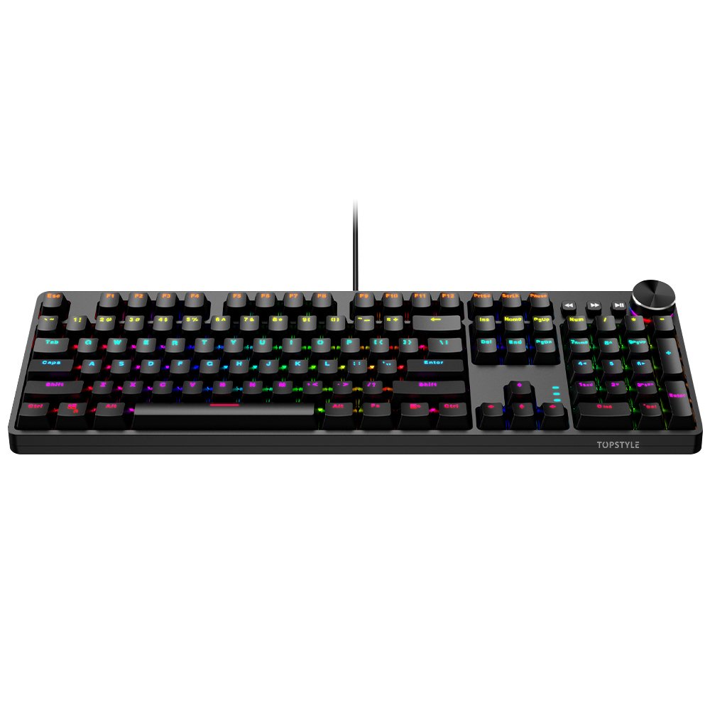 TOPSTYLE TKB-1906 Backlighting Mechanical Gaming Keyboard 104 Keys Blue Switches Backlit Keyboard for Gamer RGB Laptop Black