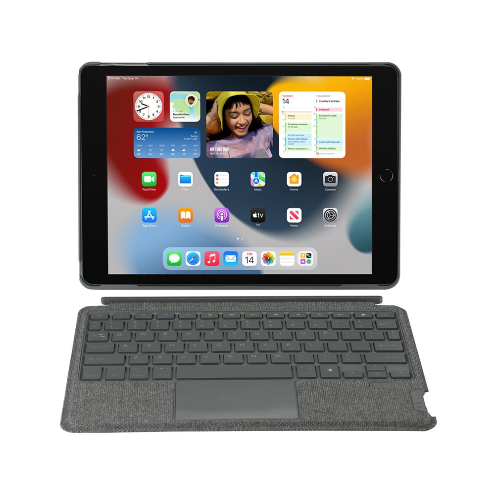 Rough Leather Removable for Separate Use Wireless BT Keyboard Case Detachable Trackpad Backlit Keyboard Case Cover for iPad 10.2