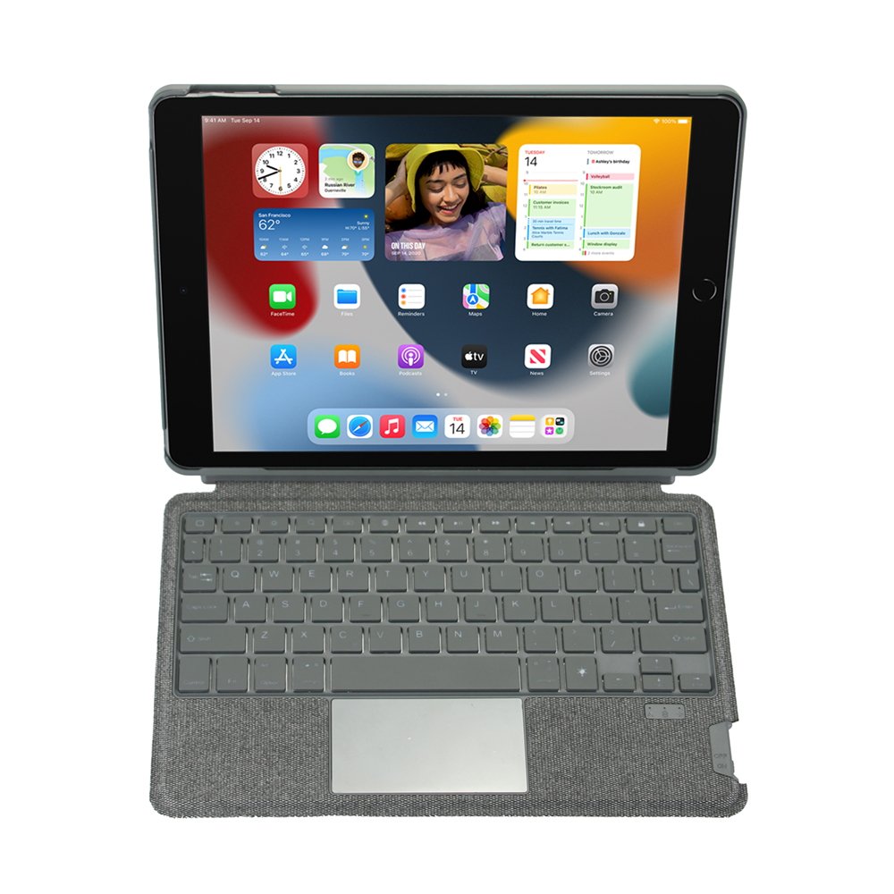 Rough Leather Removable for Separate Use Wireless BT Keyboard Case Detachable Trackpad Backlit Keyboard Case Cover for iPad 10.2