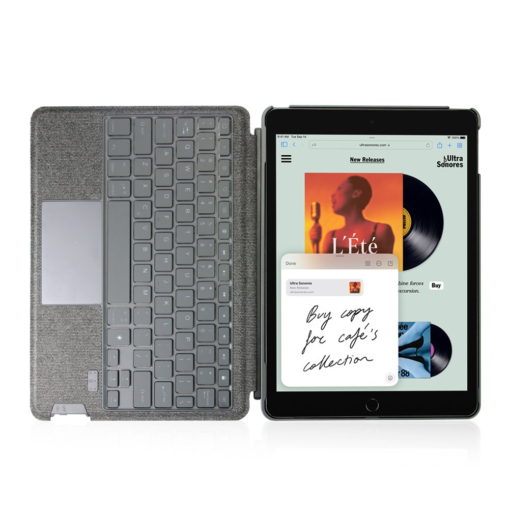 Rough Leather Removable for Separate Use Wireless BT Keyboard Case Detachable Trackpad Backlit Keyboard Case Cover for iPad 10.2