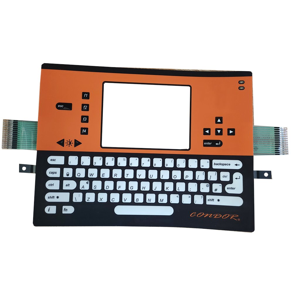 push button flex tail membrane switch with LCD window and metal domes