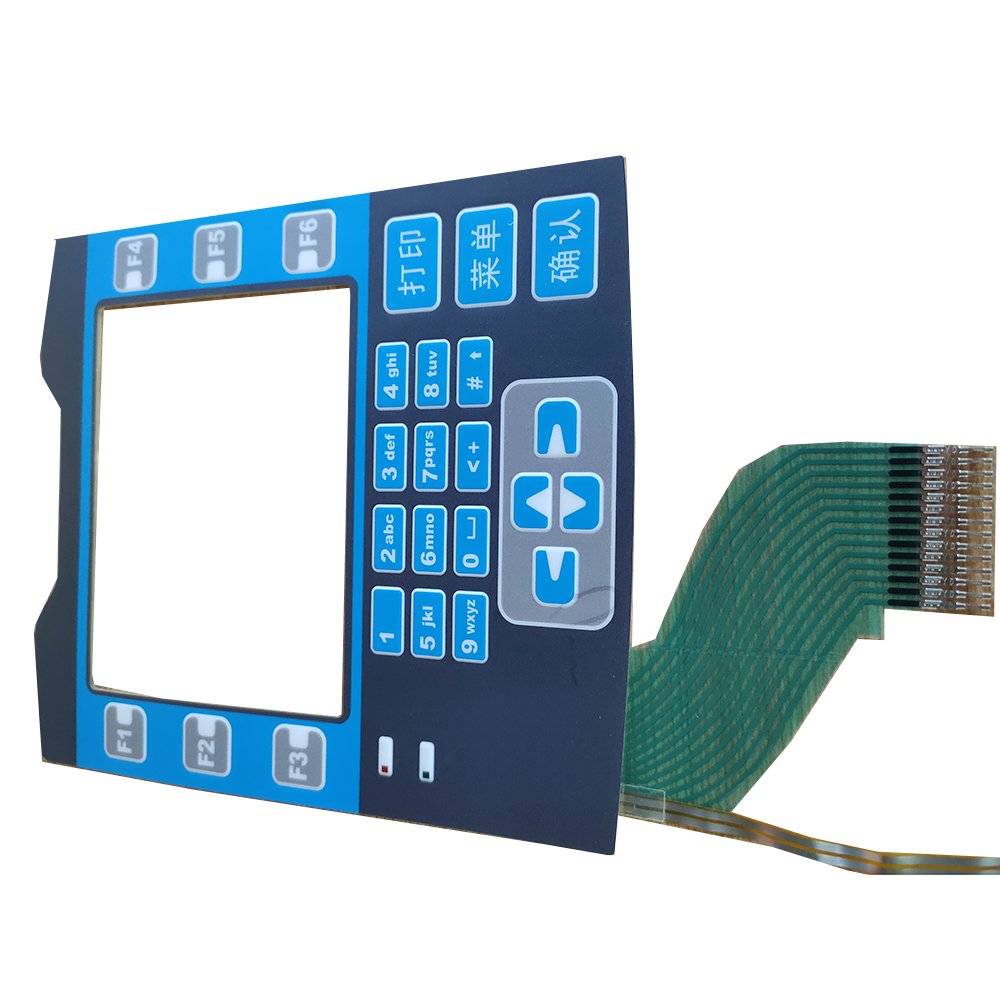 push button flex tail membrane switch with LCD window and metal domes