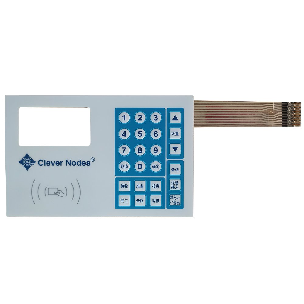 push button flex tail membrane switch with LCD window and metal domes