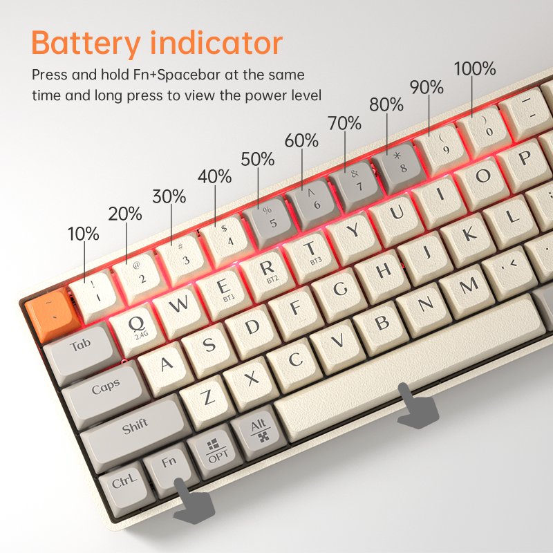 LANGTU GK65 2.4GHz Wireless Bluetooth Mechanical Keyboard PBT Material Competitive Gaming for Computer Laptop Wholesale Keycap