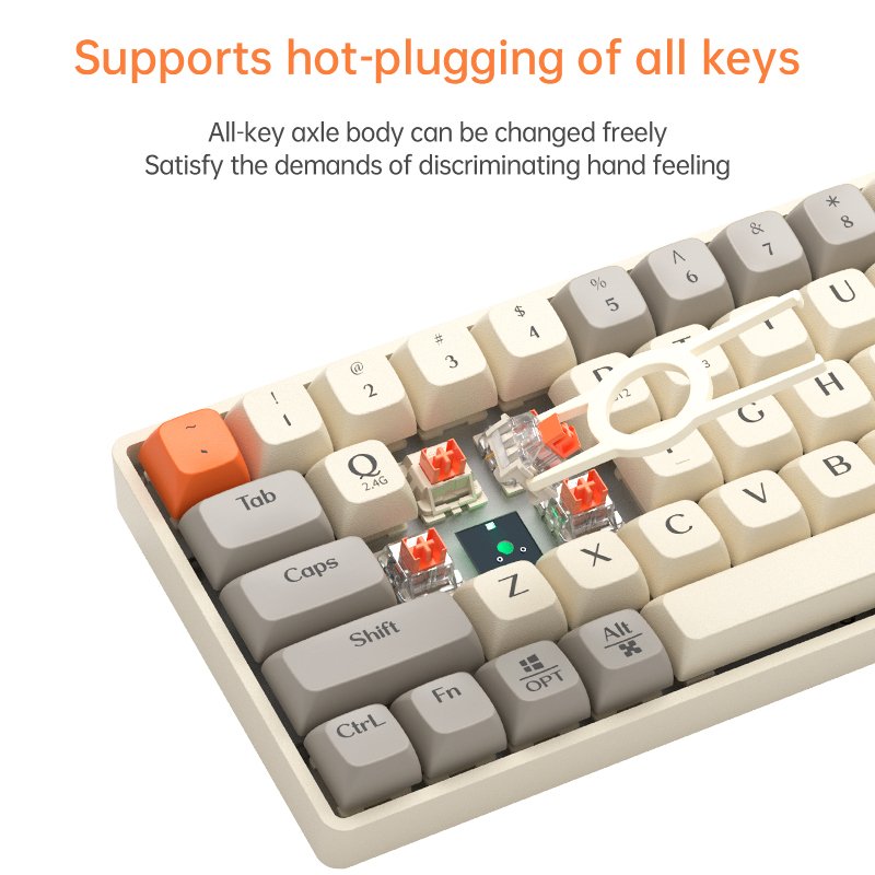 LANGTU GK65 2.4GHz Wireless Bluetooth Mechanical Keyboard PBT Material Competitive Gaming for Computer Laptop Wholesale Keycap