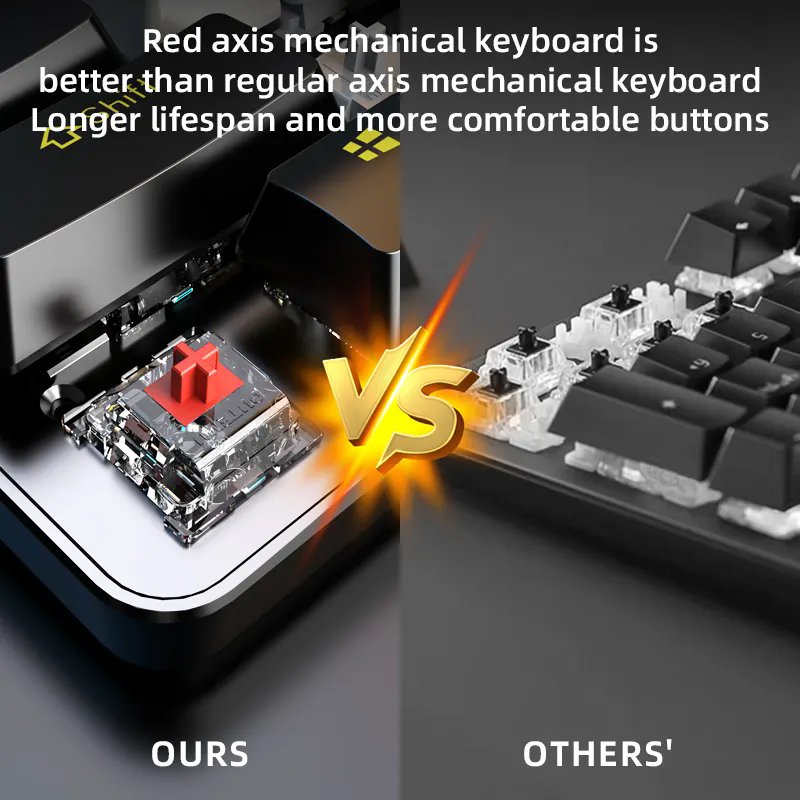 104 Keys Custom Spanish Arabic Red Switch Professional Ergonomic Gamer computer Office Gaming Mechanical Keyboard
