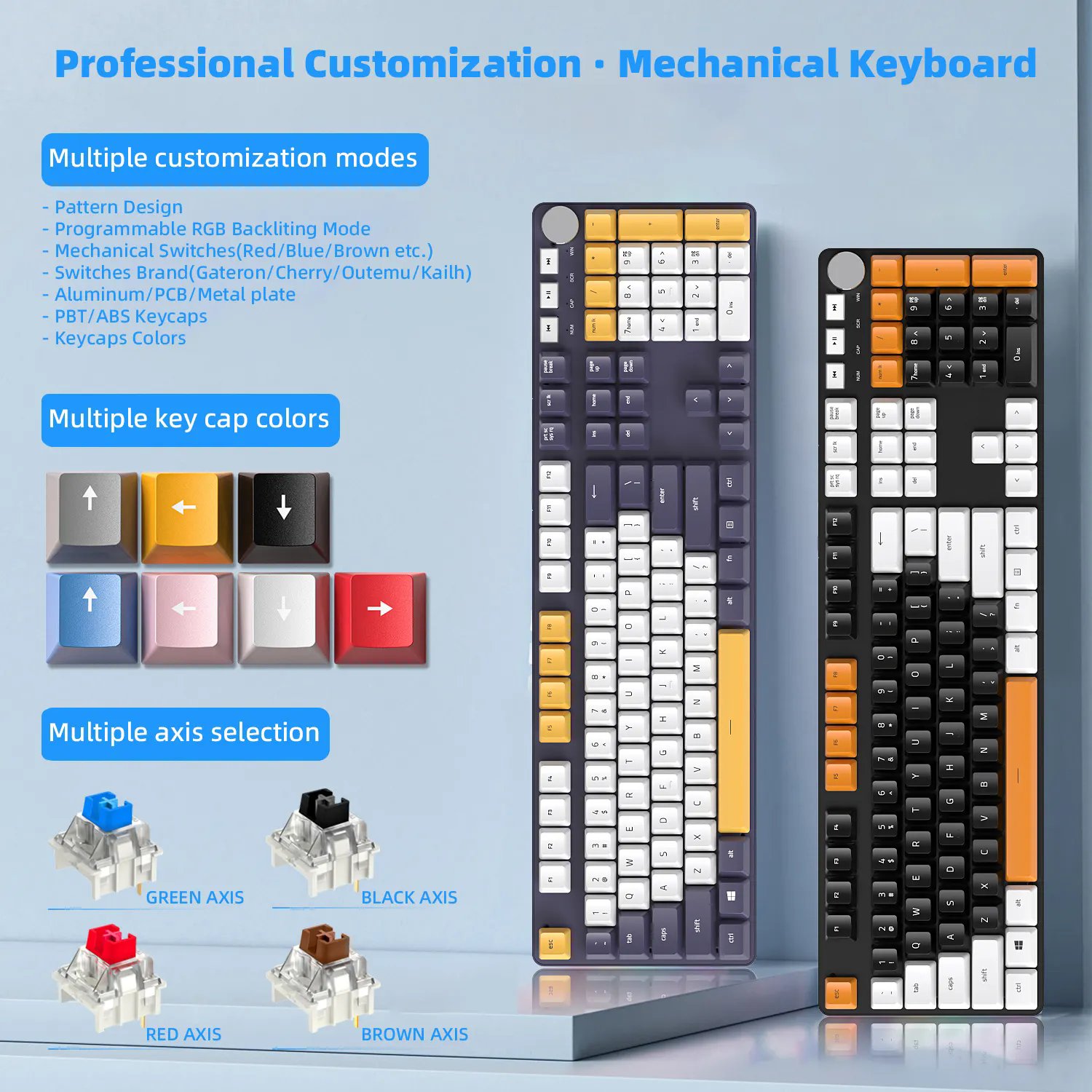 104 Keys Custom Spanish Arabic Red Switch Professional Ergonomic Gamer computer Office Gaming Mechanical Keyboard