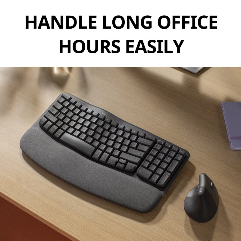 Original Logitech Wave Keys Dual Mode Backlight Rechargeable Switch Mechanical Gaming USB Ergonomic Wireless Keyboard