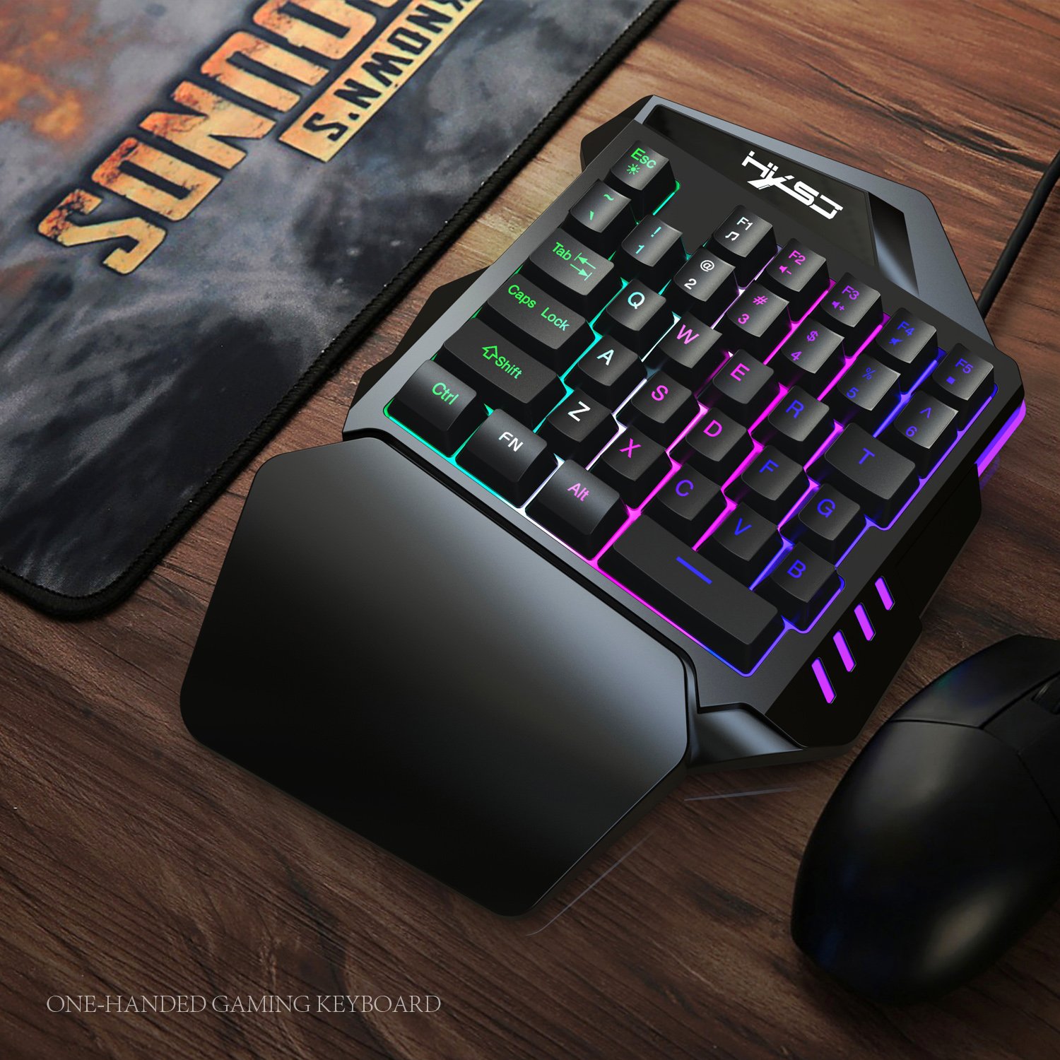 Wholesale 7-Color Rgb Backlit Wired Keyboard Mouse Set Single Hand Mechanical Gaming Keyboard Mouse Combos