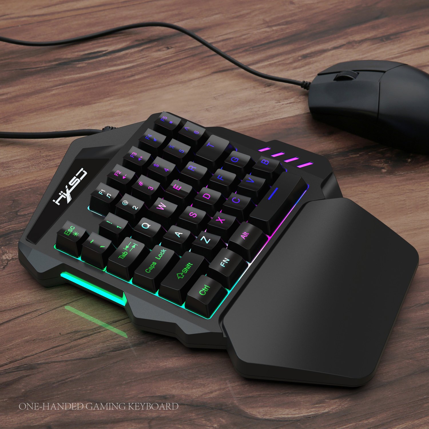 Wholesale 7-Color Rgb Backlit Wired Keyboard Mouse Set Single Hand Mechanical Gaming Keyboard Mouse Combos