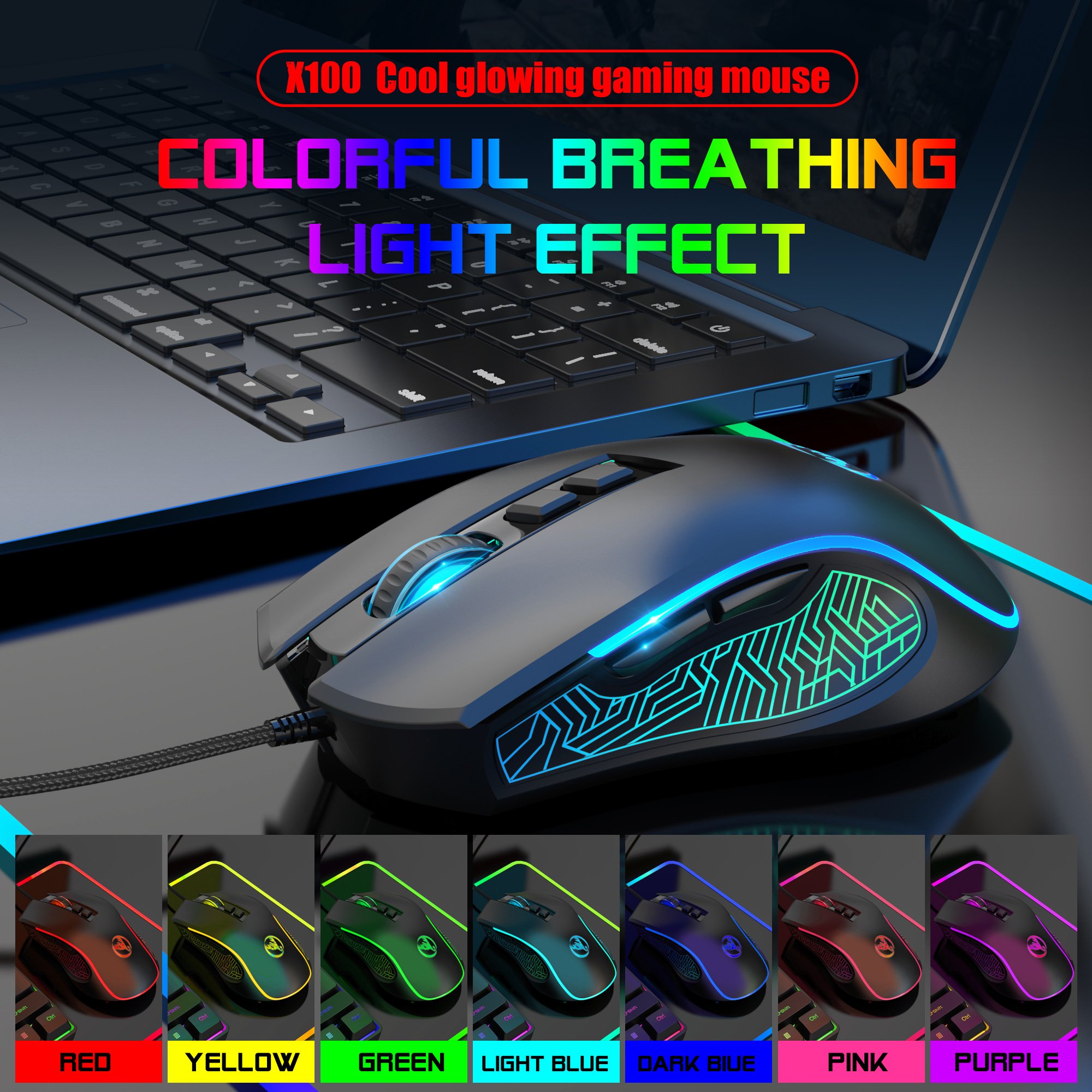 Best sale HXSJ mini V200 68 keys membrane keyboard RGB luminous mechanical feel gaming mouse and keyboard combo for pc game