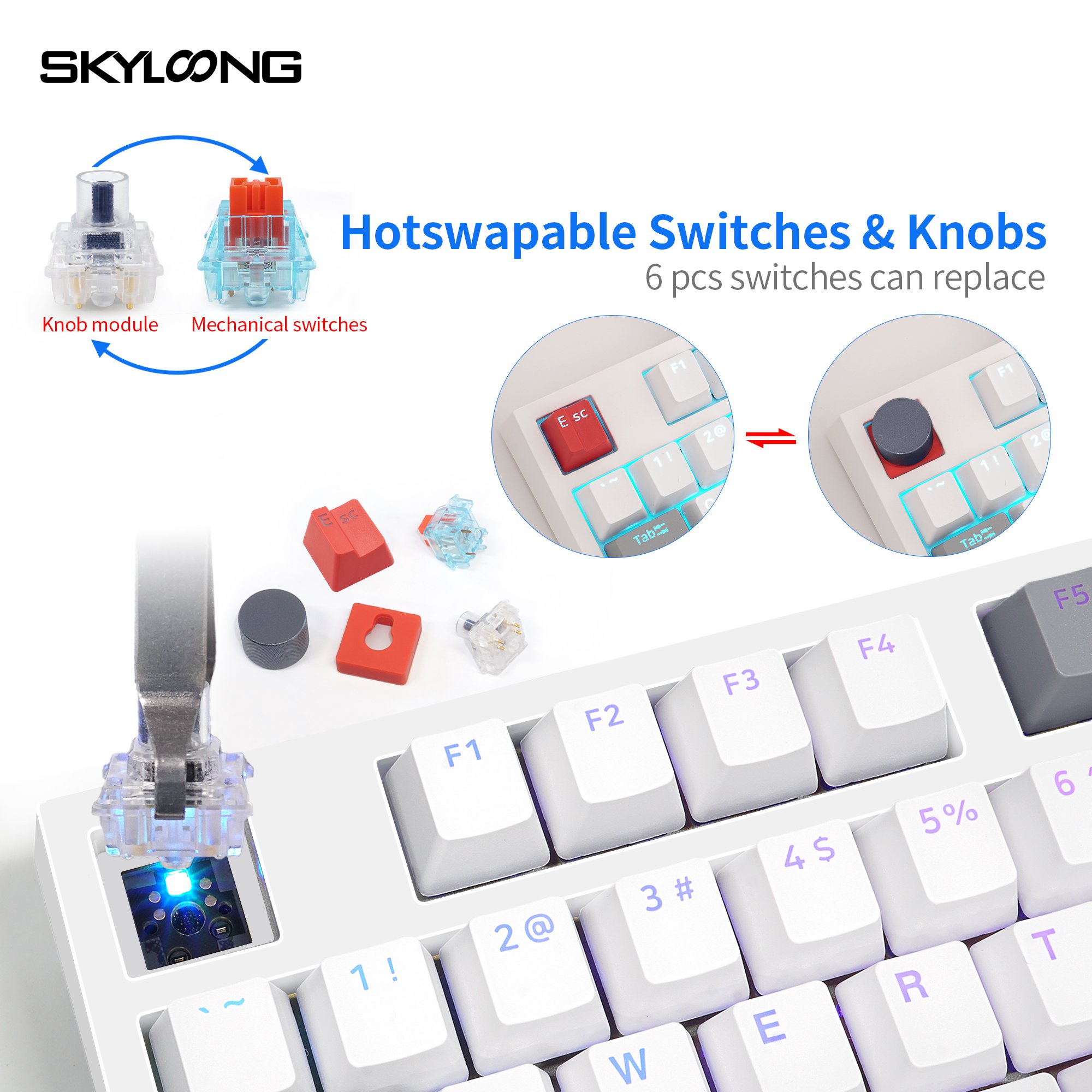 Skyloong GK75 newest hotswap customizable RGB PBT 75% mechanical/optical switch gaming mechanical keyboard