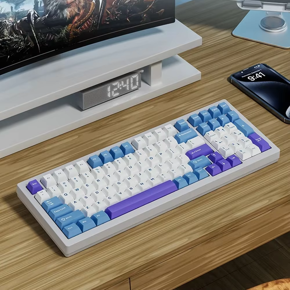 LANGTU F99 Mechanical Gaming Keyboard 98 Keys RGB Backlit Programmable Keyboard 96% Keyboard with Pre-lubed Linear Switch