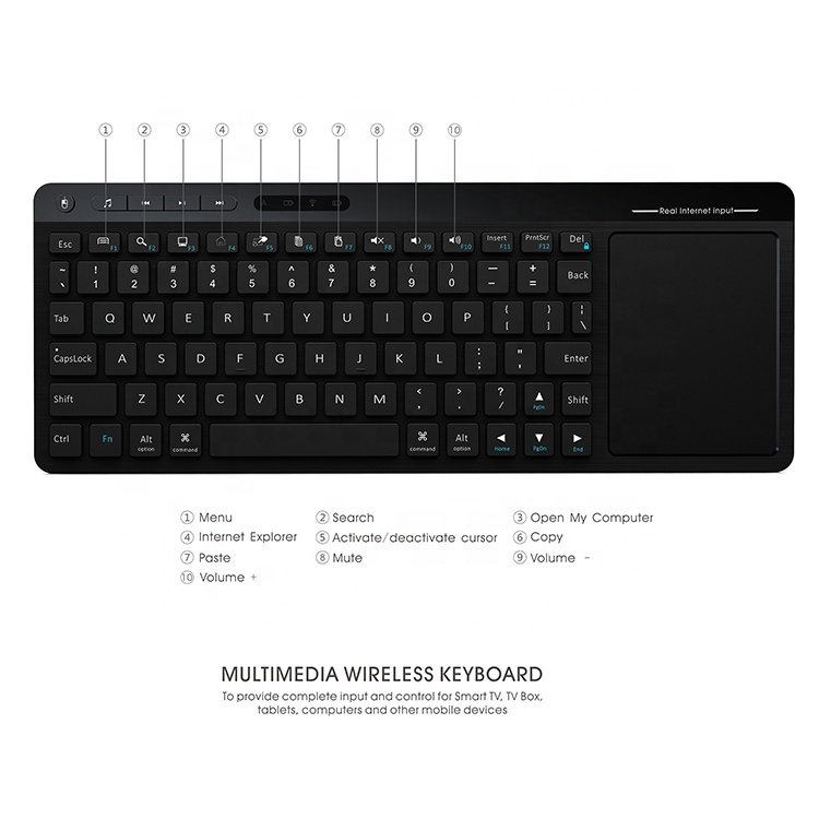 For tablet/smart TV/HTP/TV box wireless keyboard with touchpad mouse, rechargeable