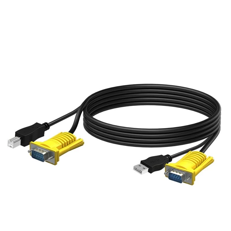 4-Port KVM Switch Box USB VGA Cables for Monitoring Computer Keyboard Mouse Plug and Play Stock Status
