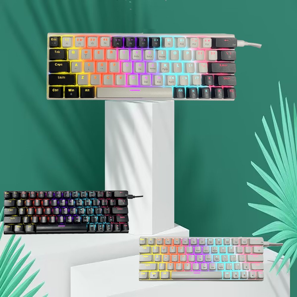 Yeaibo OEM Blue Switch Wired Type C Hot Swappable RGB Backlit Color Lighting for Computer DIY Trading Mechanical Gaming Keyboard