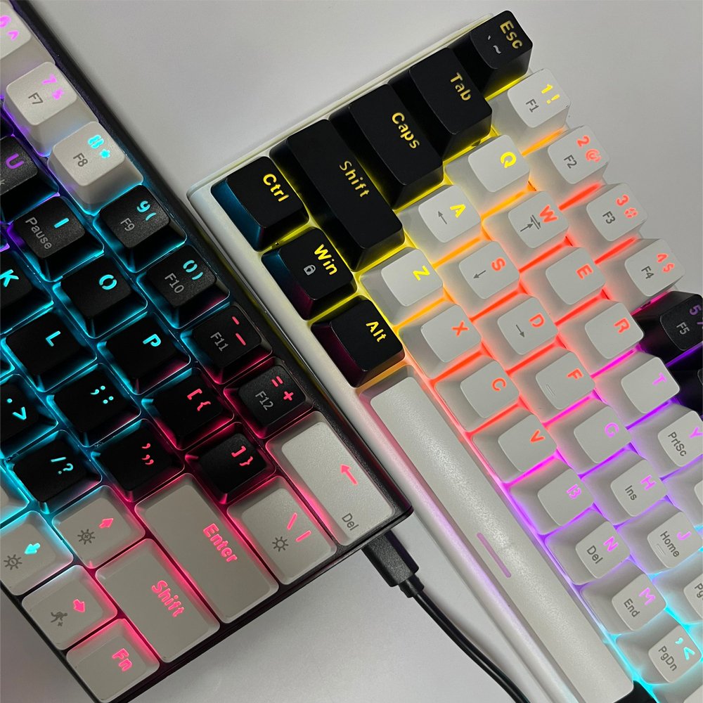 Yeaibo OEM Blue Switch Wired Type C Hot Swappable RGB Backlit Color Lighting for Computer DIY Trading Mechanical Gaming Keyboard