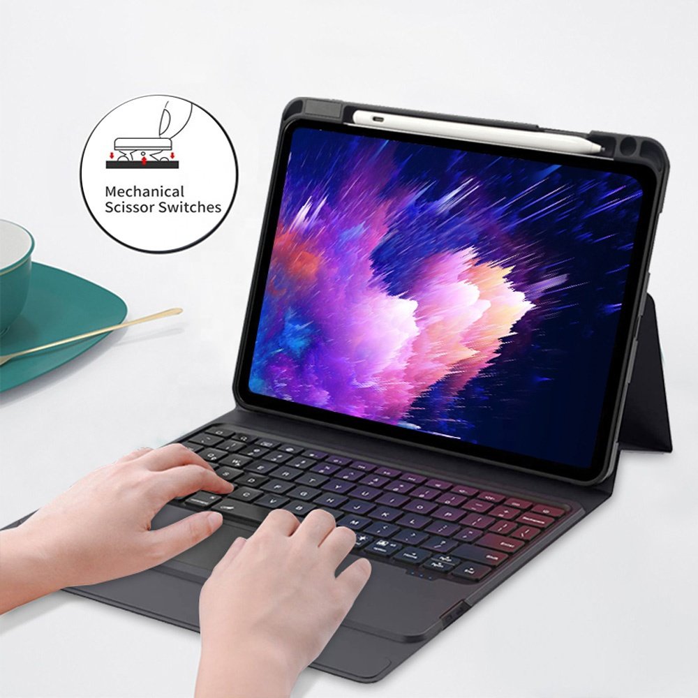 Custom Magnetic Keyboard Case for iPad Pro 12.9 12 9 2018-2022 with Trackpad Touch RGB Backlit Leather clavier teclado Cover