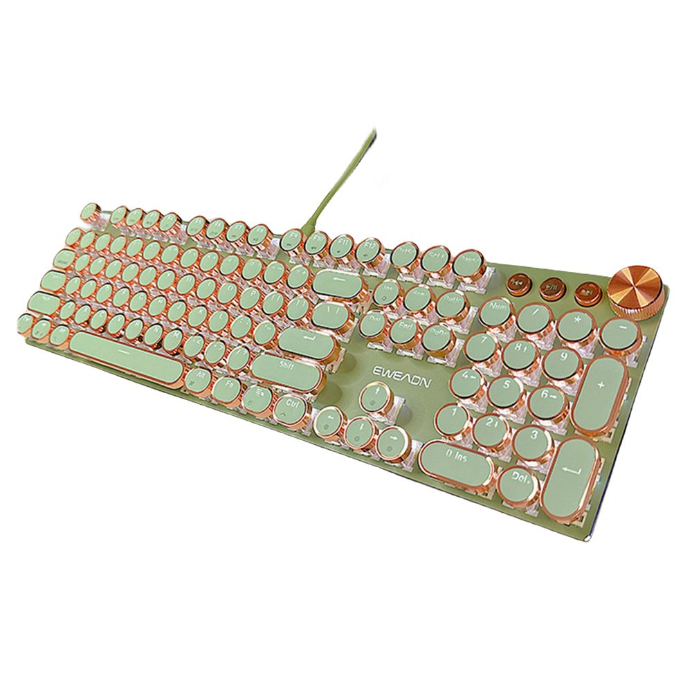 Retro Typewriter Mechanical Keyboard Rainbow Backlit Punk Round Keycaps USB Wired Gamer Teclado Professional Gaming Keyboard