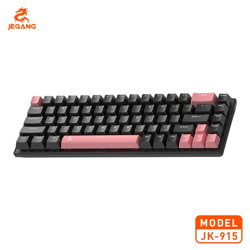 JEQANG 3-Mode 68-Keys Mechanical Arabic English Keyboard ABS Red Switch Colorful Lighting Laptop Computer Gaming/Office Use