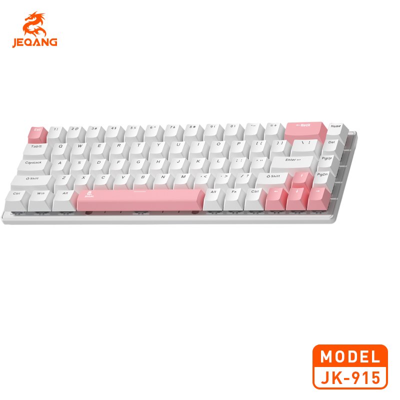 JEQANG 3-Mode 68-Keys Mechanical Arabic English Keyboard ABS Red Switch Colorful Lighting Laptop Computer Gaming/Office Use