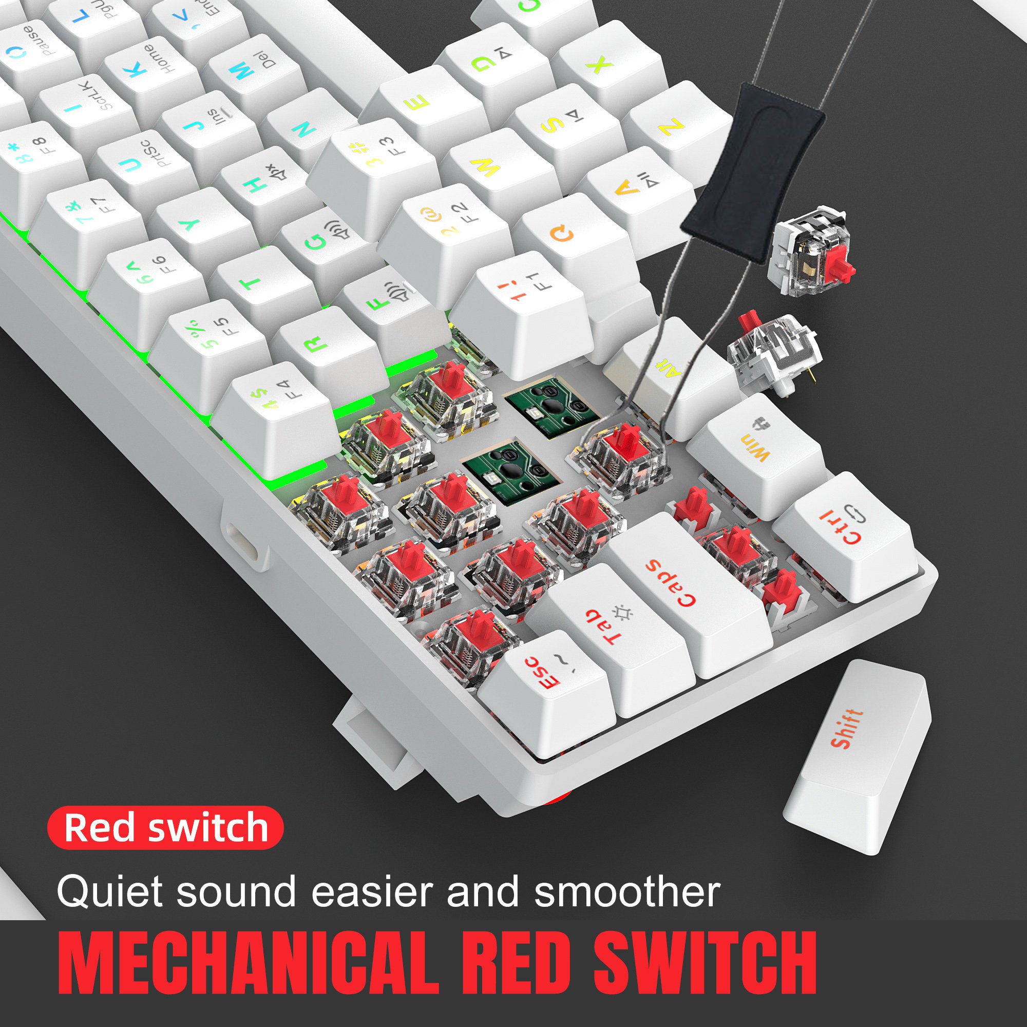 New design HXSJ 60% V900 60 percent RGB backlit silent Hot plug Red switch wired game mechanical Keyboard for Computer Laptop