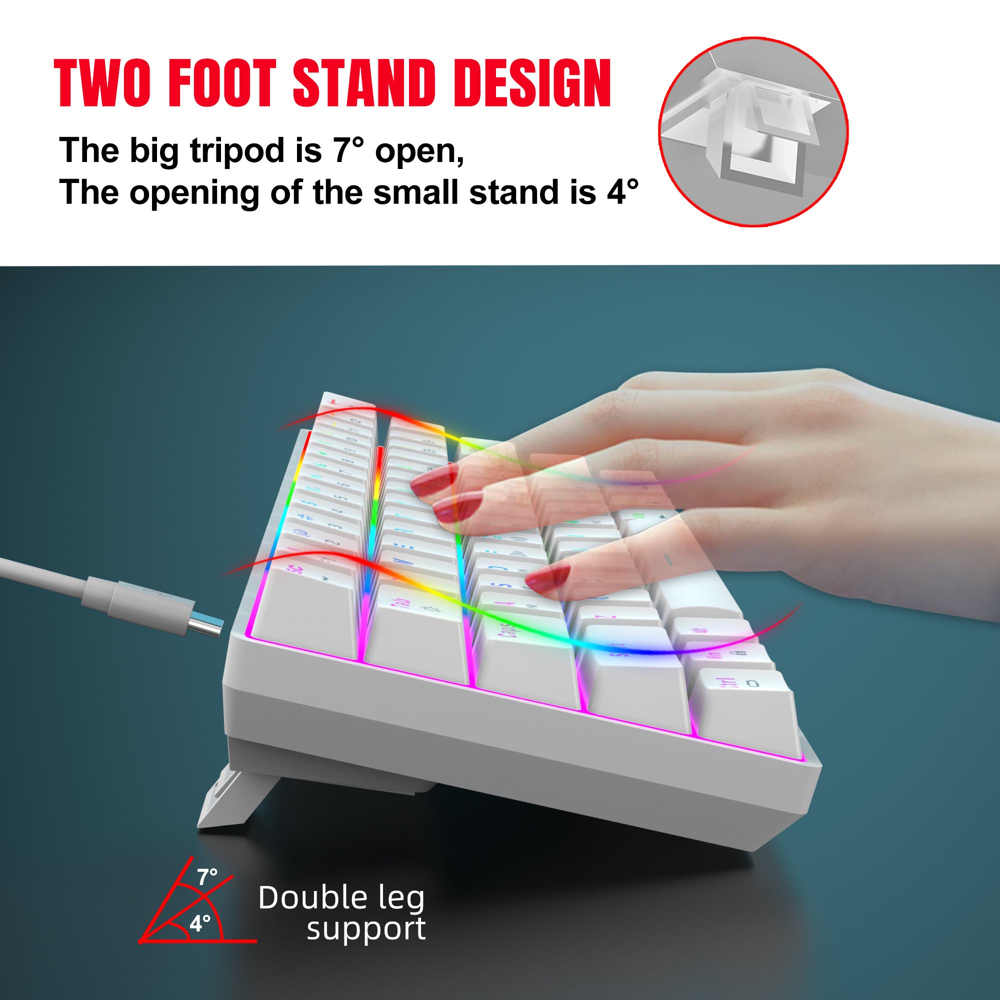 New design HXSJ 60% V900 60 percent RGB backlit silent Hot plug Red switch wired game mechanical Keyboard for Computer Laptop