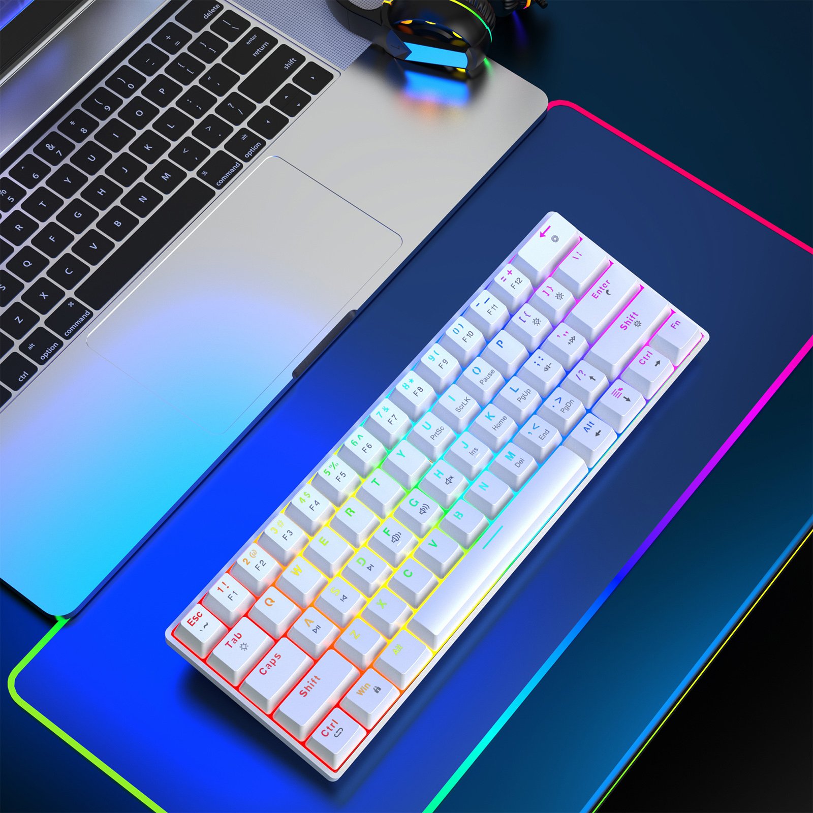 New design HXSJ 60% V900 60 percent RGB backlit silent Hot plug Red switch wired game mechanical Keyboard for Computer Laptop