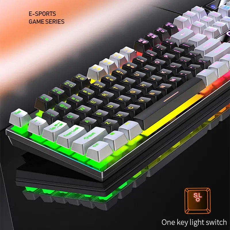 Game Mechanical Keyboard Punk Keycap 104 Keys Computer Keyboard Wired Gaming Keyboards Rgb Backlit For Desktop Russian Sticker