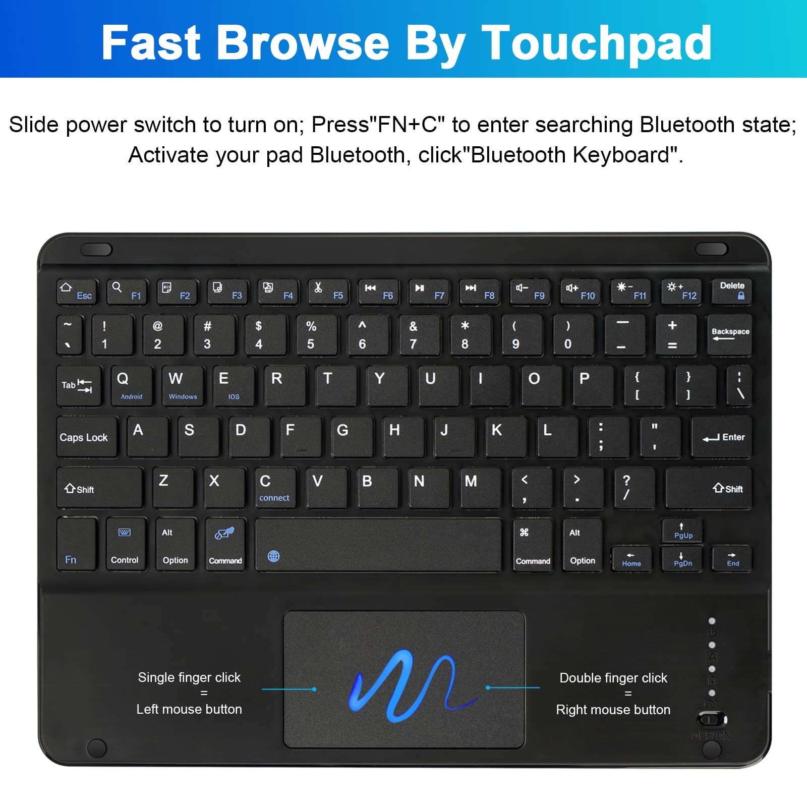 Detachable Tablet Bluetooth Touchpad Keyboard cover for iPad Pro 11 inch case with Pencil Holder kickstand Case, Auto Sleep/Wake