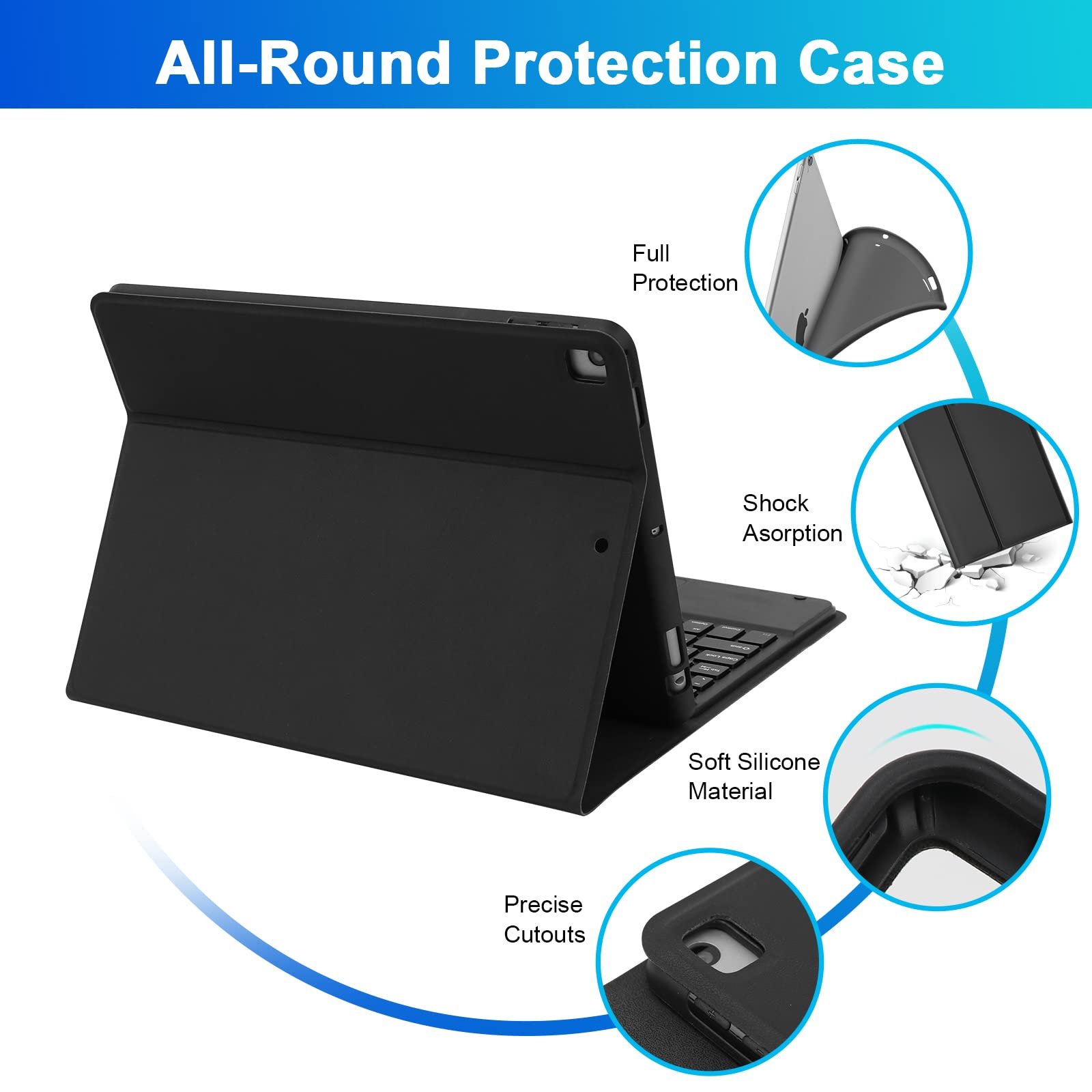Detachable Tablet Bluetooth Touchpad Keyboard cover for iPad Pro 11 inch case with Pencil Holder kickstand Case, Auto Sleep/Wake