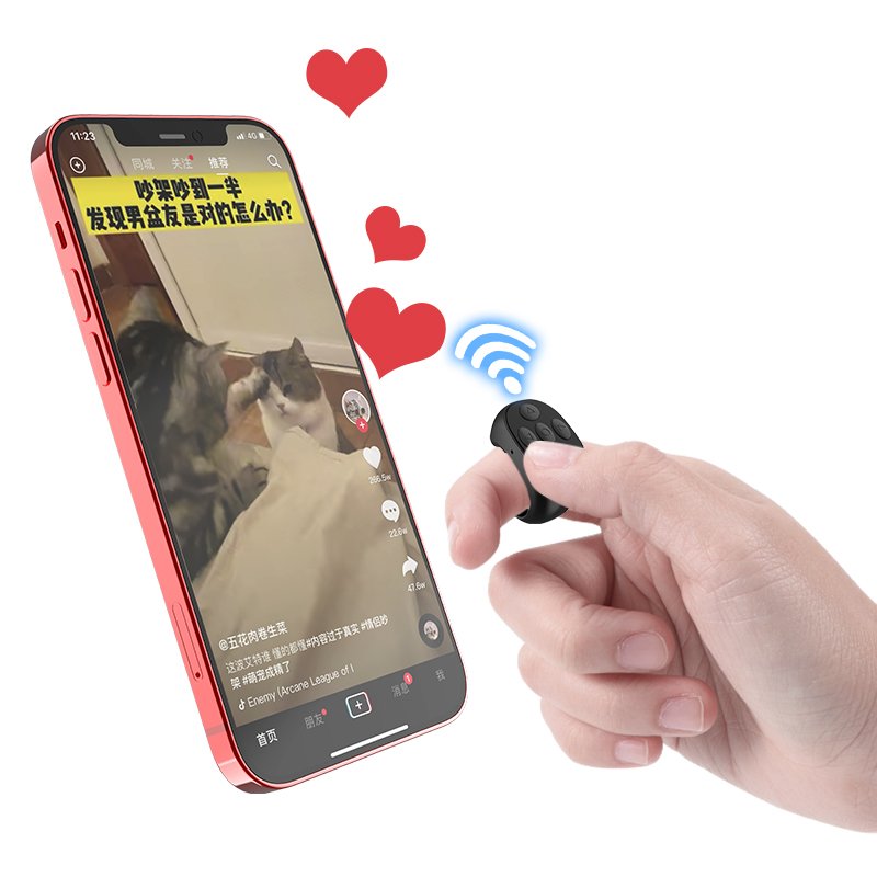TikTok Scrolling Ring Remote Control Page Turner Bluetooth Phone Remote for Camera Selfie Video Record Music Control Ring