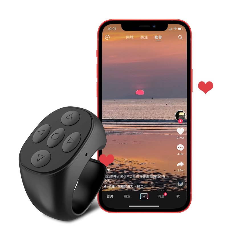 TikTok Scrolling Ring Remote Control Page Turner Bluetooth Phone Remote for Camera Selfie Video Record Music Control Ring