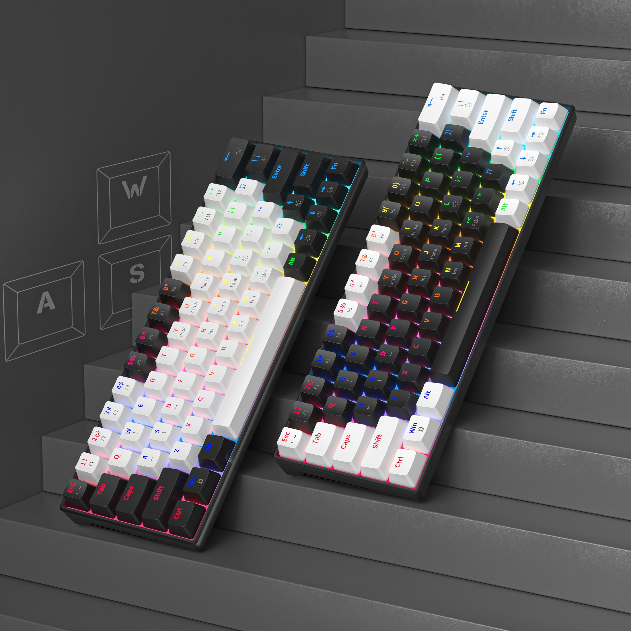 Custom 63 Keys keyboard switches Hot Swappable RGB Backlit Wired Gamer Mechanical Keyboard for tablet PC gaming laptop teclado