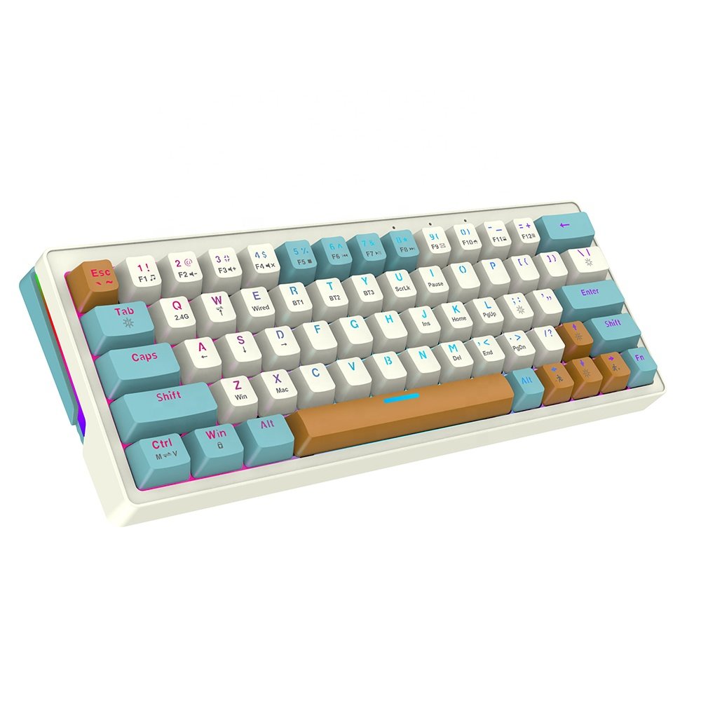 Switch Gaming Mechanical Keyboard for Computer Rgb Green 60% Keyboard 61 Keys Hot Swappable Anti-ghosting 2.4G Customized Box