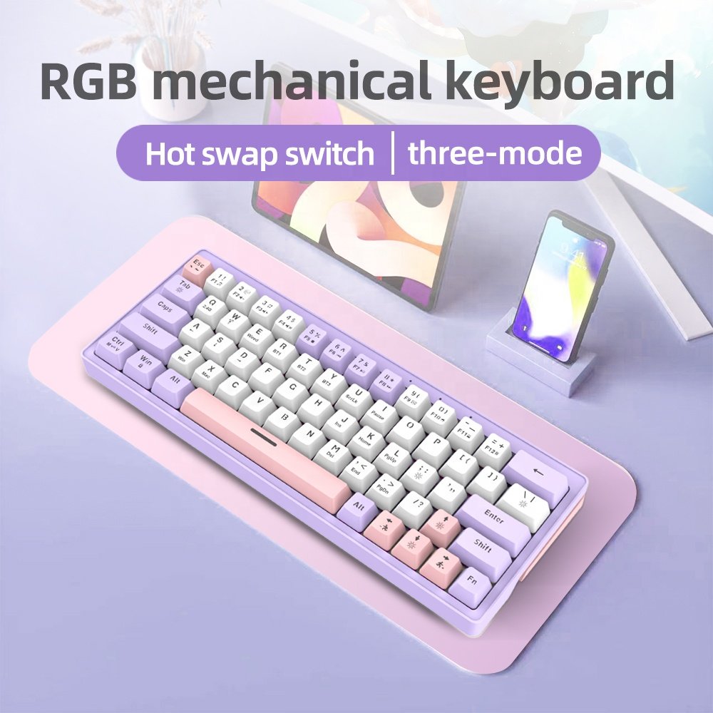 Switch Gaming Mechanical Keyboard for Computer Rgb Green 60% Keyboard 61 Keys Hot Swappable Anti-ghosting 2.4G Customized Box