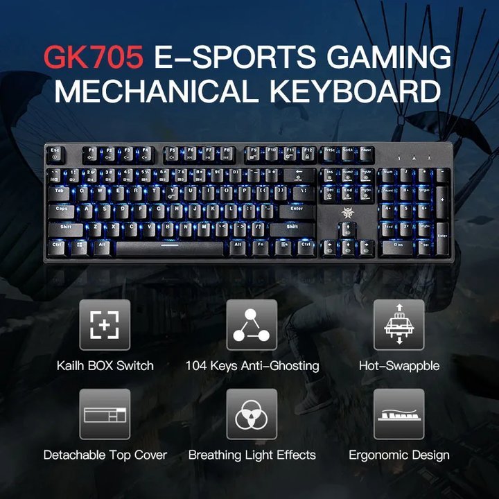 104 Key ABS Keycap RGB Backlit Ergonomic USB Wired Hot Swappable RED White Brown Switch Mechanical Gaming Keyboard For Desktop