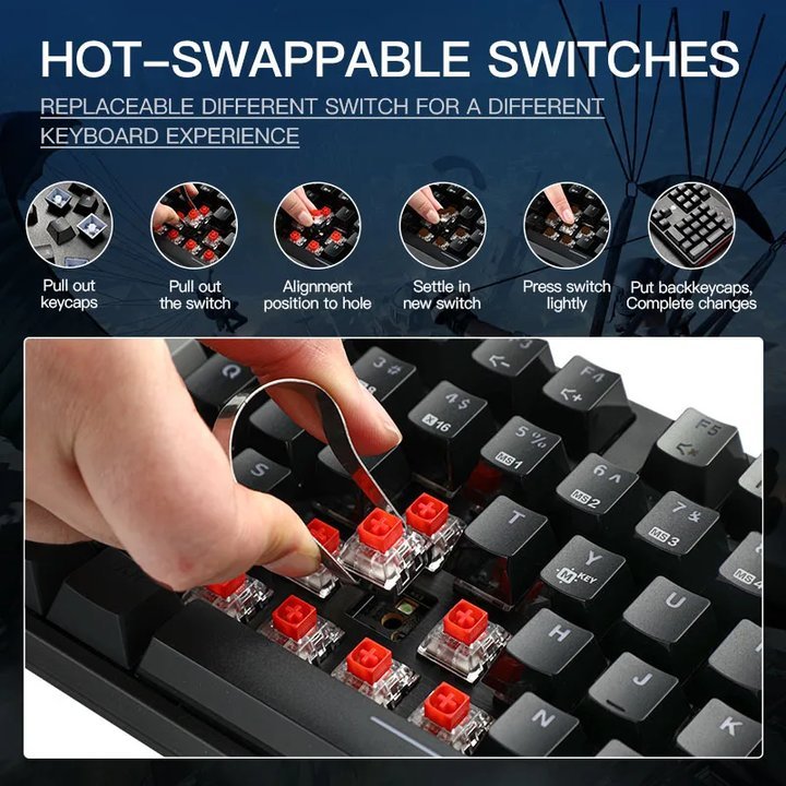 104 Key ABS Keycap RGB Backlit Ergonomic USB Wired Hot Swappable RED White Brown Switch Mechanical Gaming Keyboard For Desktop