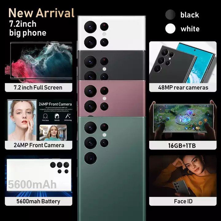 Galaxy S22 Ultra 16GB+1TB Smart Android Phone Dual SIM Dual Standby Unlocked Smartphone 6800mah 5G HD OLED Android 11