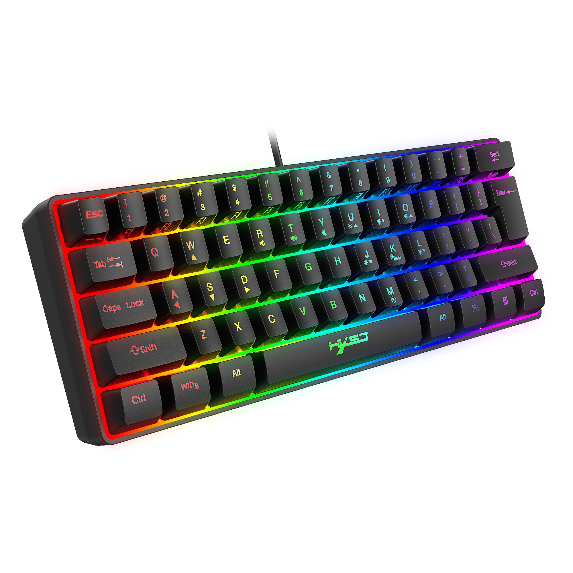 60% Gaming Keyboard and Mouse Combo 61-Key RGB Backlit Mini Keyboard Optical Mouse RGB Wired Gaming Set for PC PS5 Gamer
