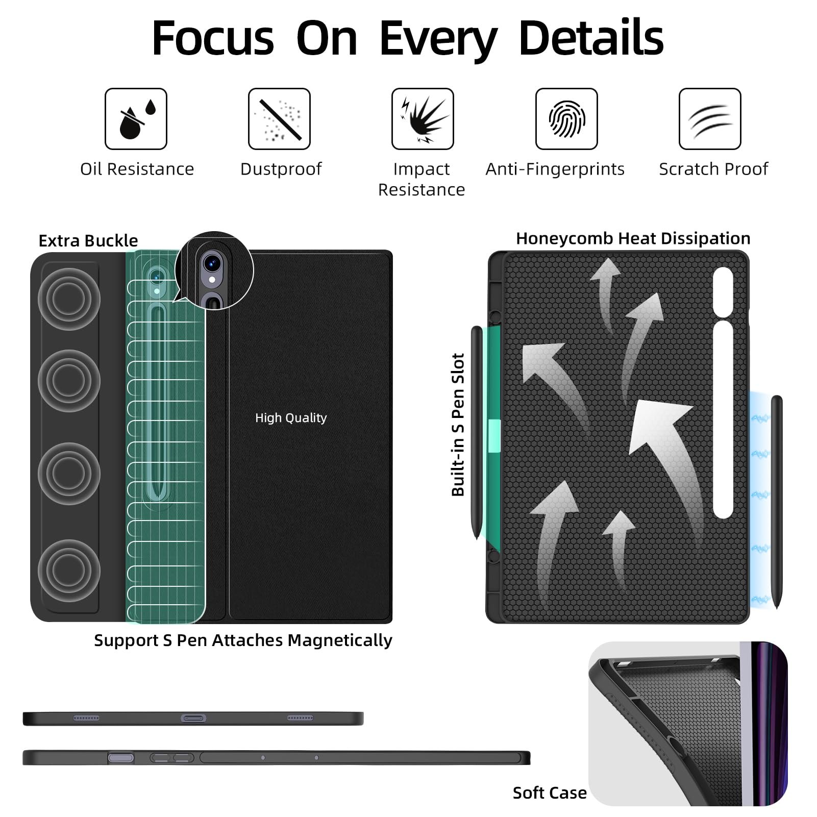 Backlit Keyboard Case For Samsung Galaxy Tab S9 Plus 12.4" SM-X810 X816B Tablet Cases S9+ Slim Folio Book Cover S Pen Holder