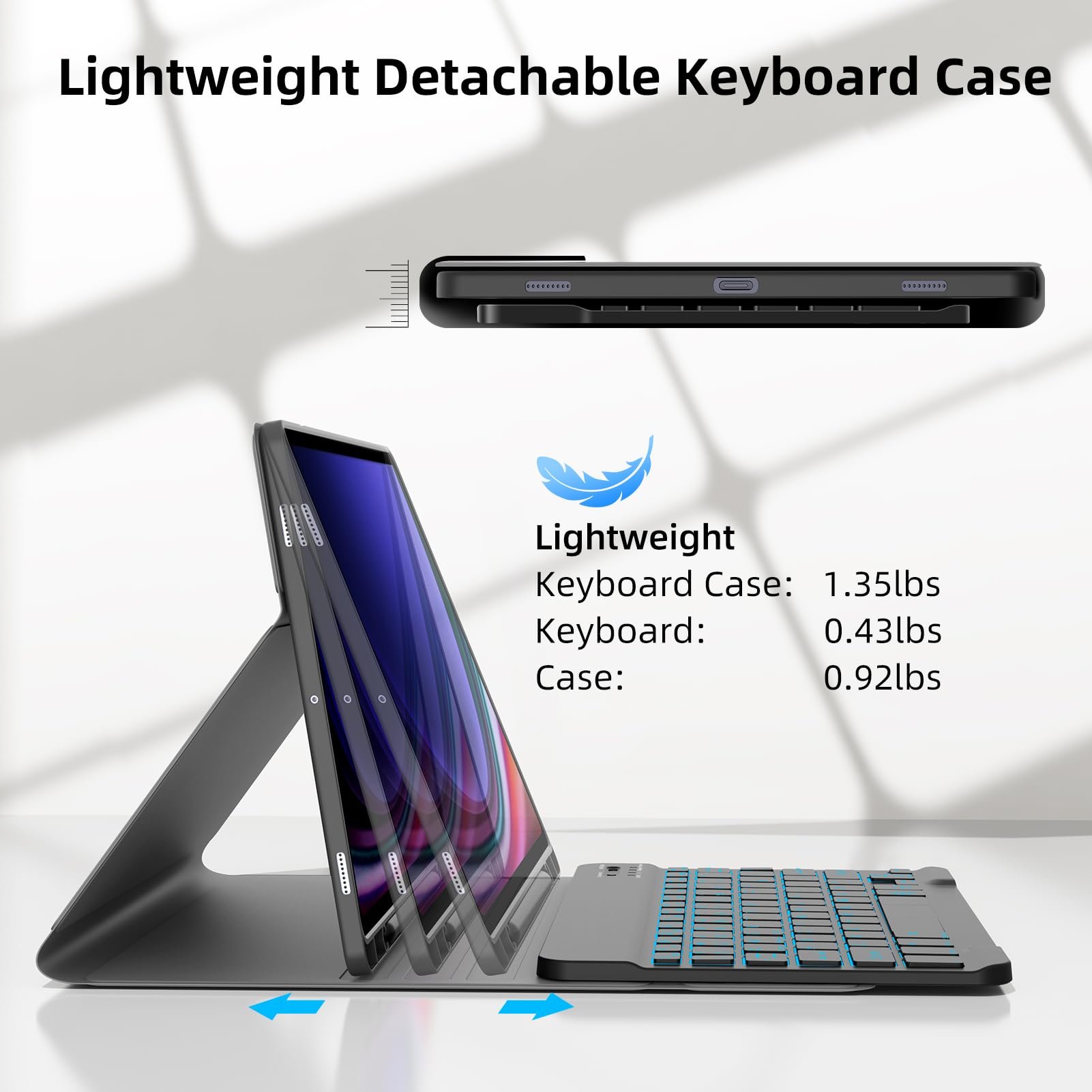 Backlit Keyboard Case For Samsung Galaxy Tab S9 Plus 12.4" SM-X810 X816B Tablet Cases S9+ Slim Folio Book Cover S Pen Holder