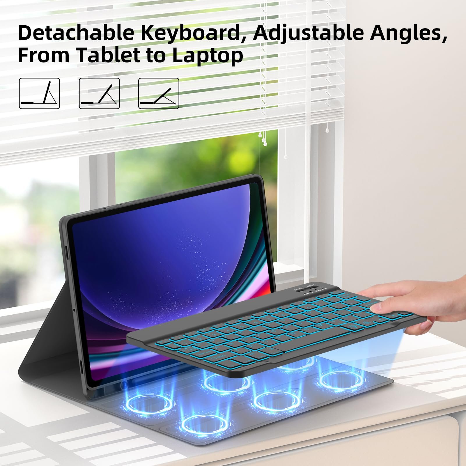 Backlit Keyboard Case For Samsung Galaxy Tab S9 Plus 12.4" SM-X810 X816B Tablet Cases S9+ Slim Folio Book Cover S Pen Holder
