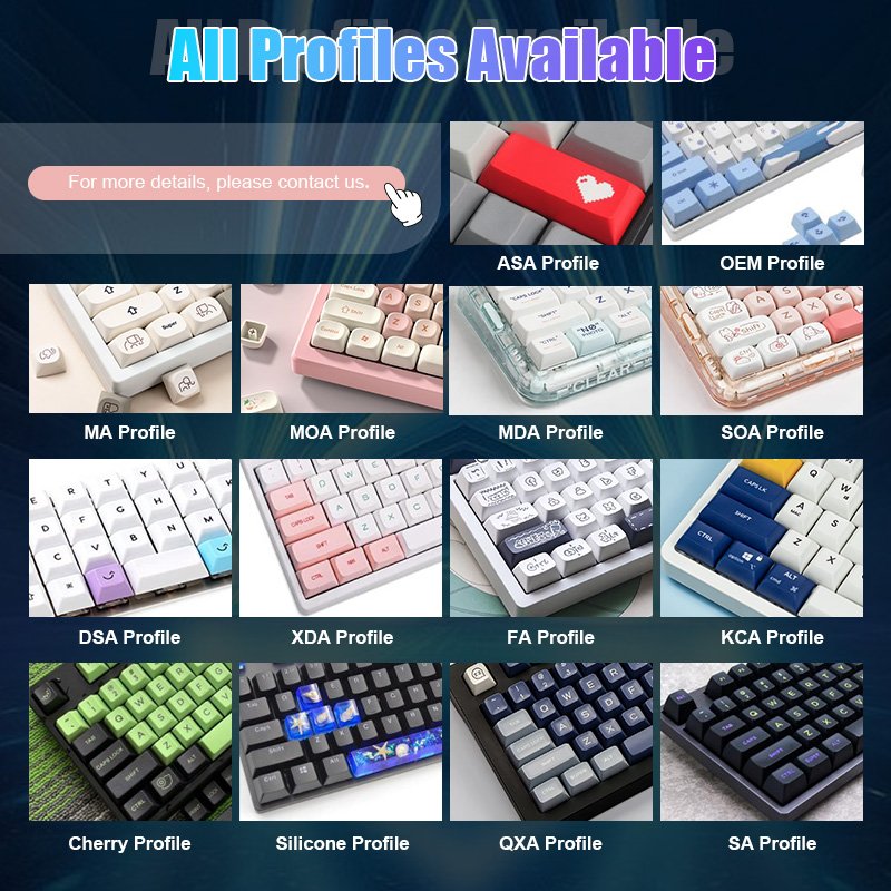 Factory Direct DIY Mechanical Keyboard ABS PBT Keycaps Set OEM GMK XDA Cherry Keycap Ceramic Metal Resin Anime Custom Keycaps