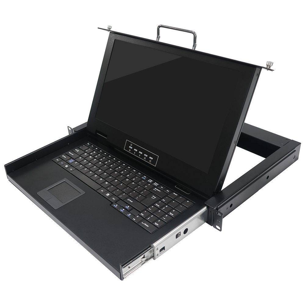 18.5" 1080P Console 8-port VGA LED Pull-out KVM Switch with VGA Cables Keyboard